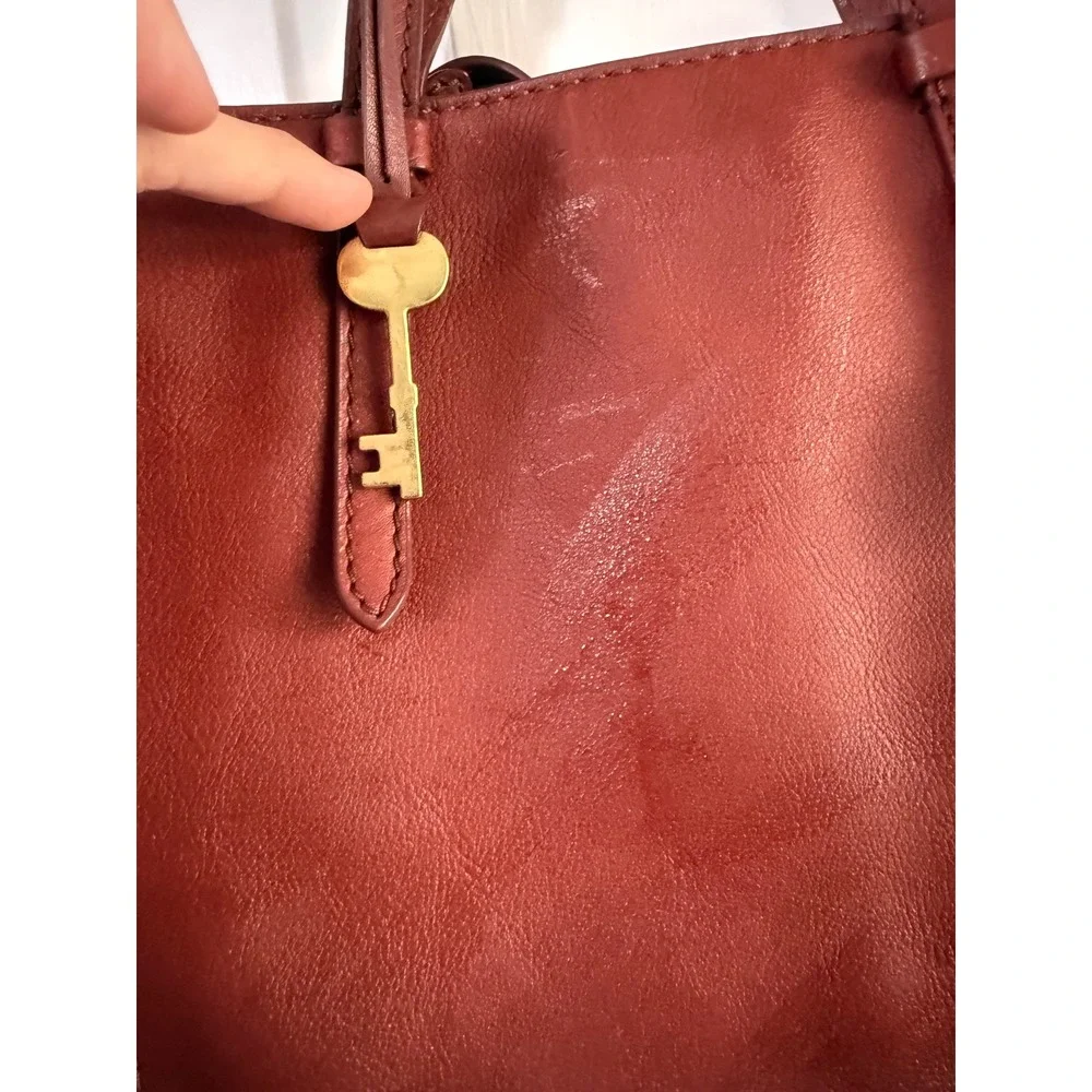 Fossil Camilla Convertible Backpack Tote Mahogany Brown Leather Bag ZB7517